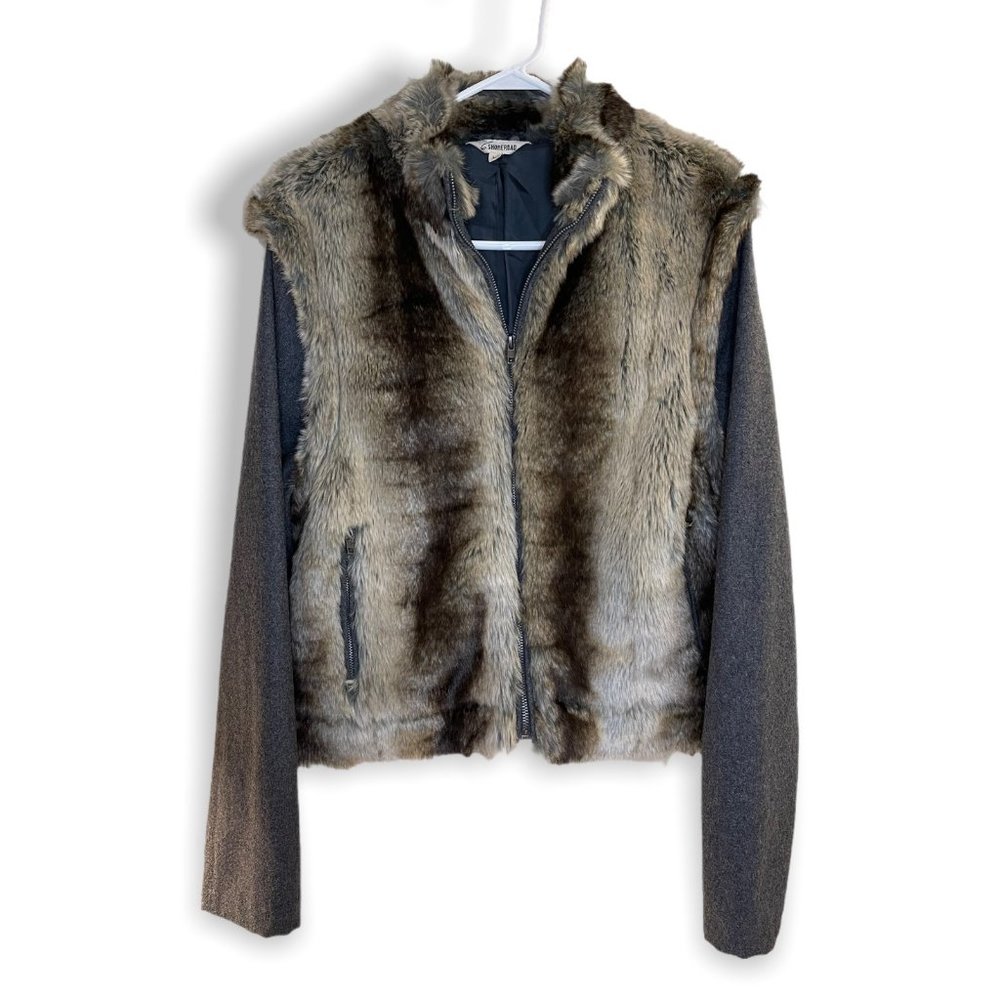 NWOT Free People 6 Shore Road Jacket Vest Removable Sleeves Faux Fur Size L